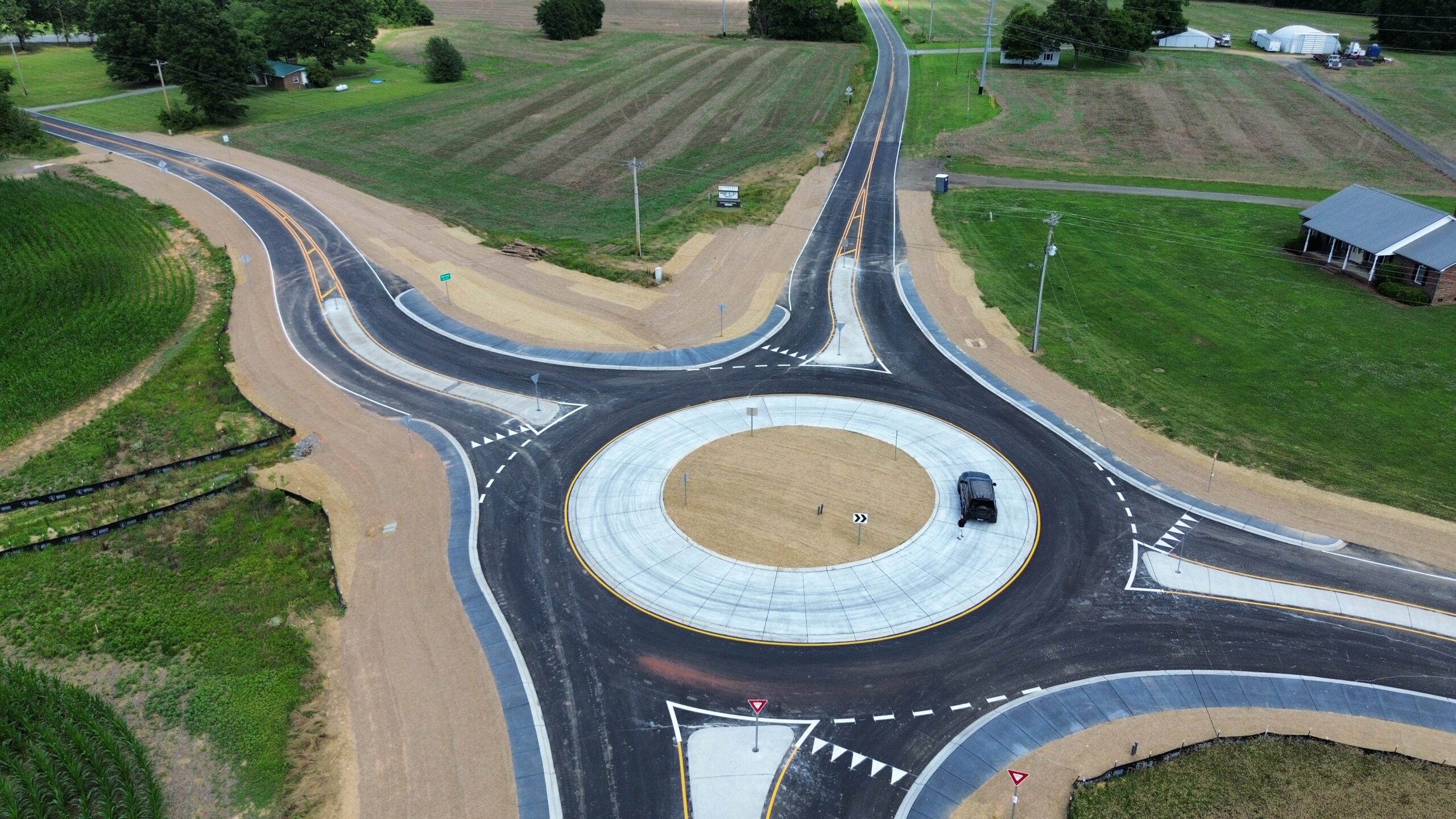 Photo of the round about created at Fairview Indian Trail Rd and Lawyers Road 